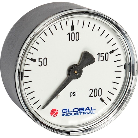 Global Industrial 1-1/2 Pressure Gauge, 60 PSI/KG/CM2, 1/8 NPT CBM, Plastic B2781382